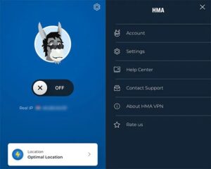 hma vpn app screenshot
